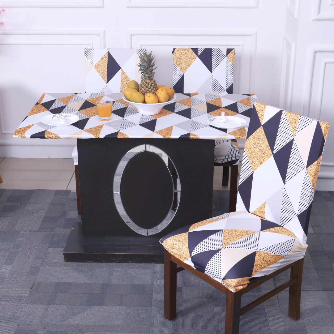 DivineTrendz Exclusive - Yellow Prism Elastic Table Cover.