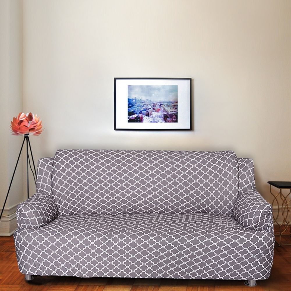 Sofa covers near me-Gray diamond elastic sofa slipcovers-best way to change the look to your furniture- and make classy look .