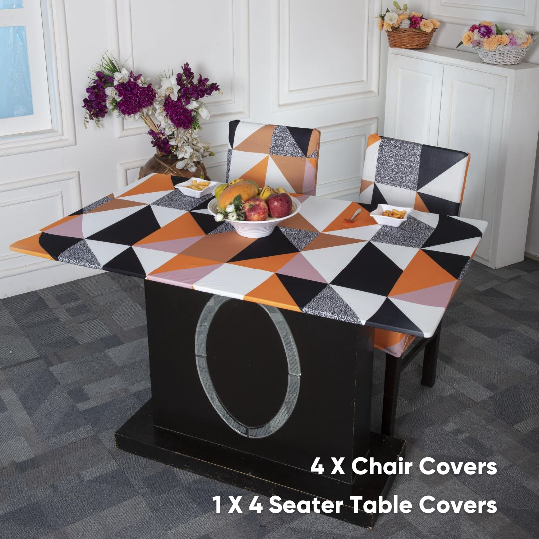 DivineTrendz Exclusive - Prism Orange Elastic Chair & Table Cover