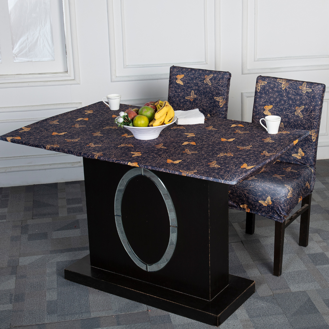 DivineTrendz Exclusive - Golden Butterfly Elastic Table Cover.