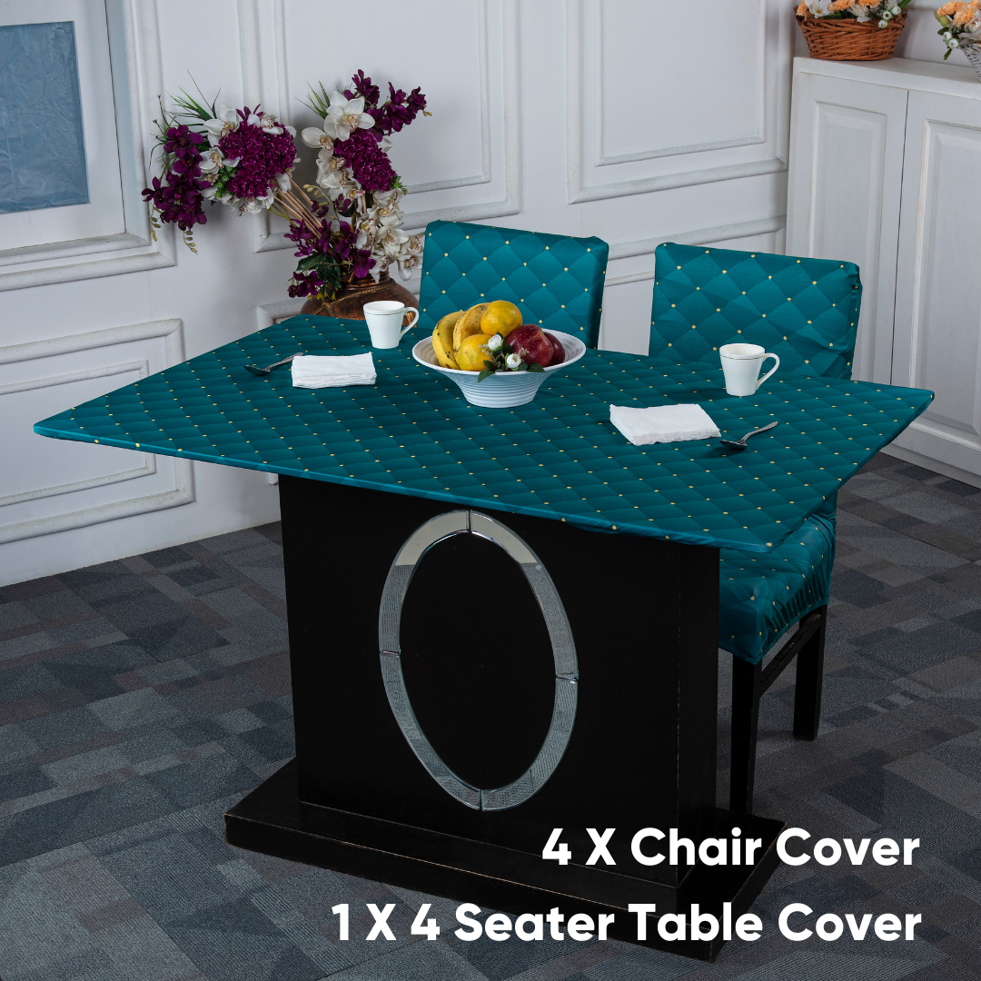 Table cover and chairs covers combo-Luxurious capitone Elastic Chair & Table Cover Media -buy online in india-free shipping.