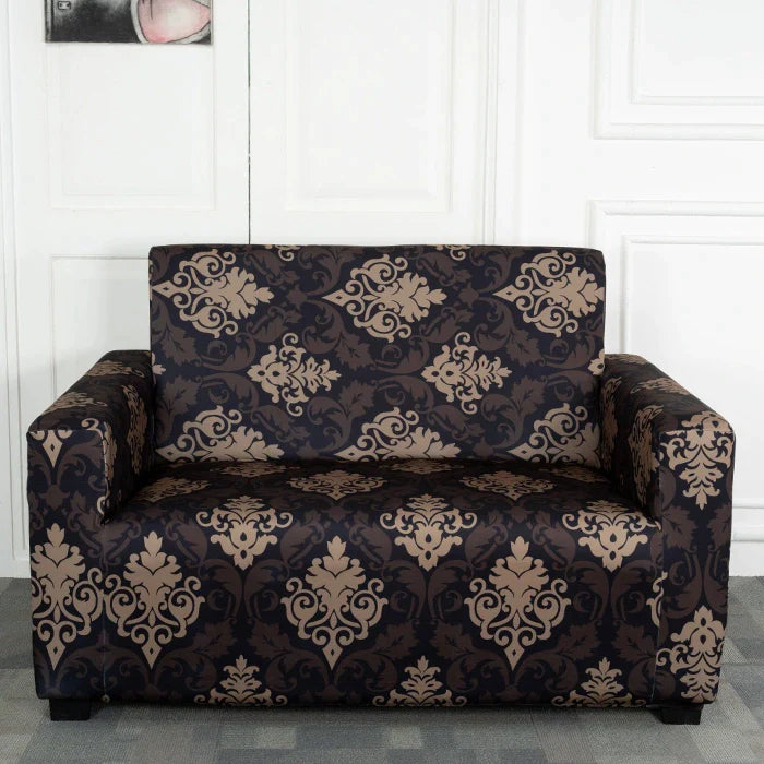 Black & Beige Ethnic 2 seater sofa cover