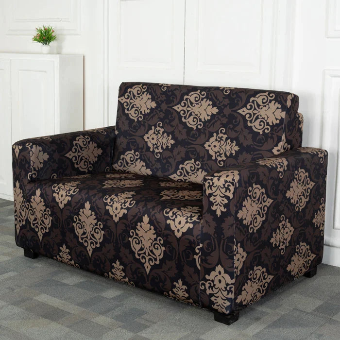 Black & Beige Ethnic  2 seater sofa cover