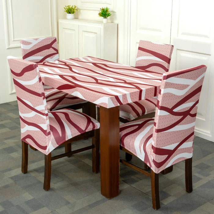 Brown White Striped Table Chair Covers