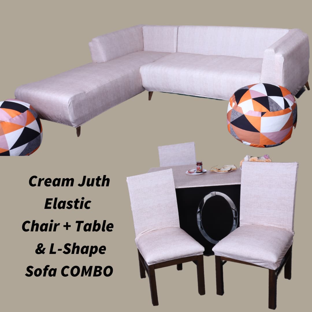 exclusive cream juth elastic chair, table, sofa cover