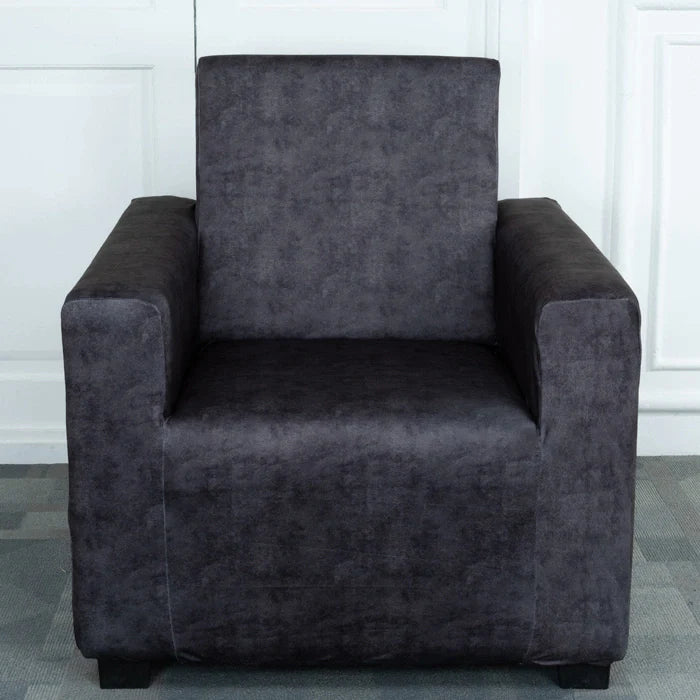 Grey Velvet Elastic 1 Seater Sofa Covers