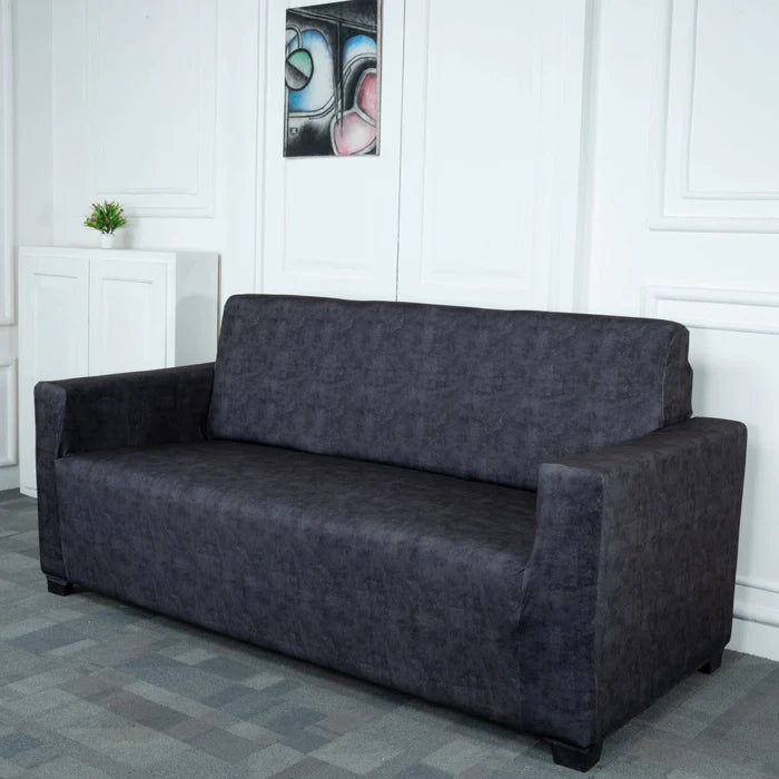 Grey Velvet Elastic 3 Seater Sofa Cover