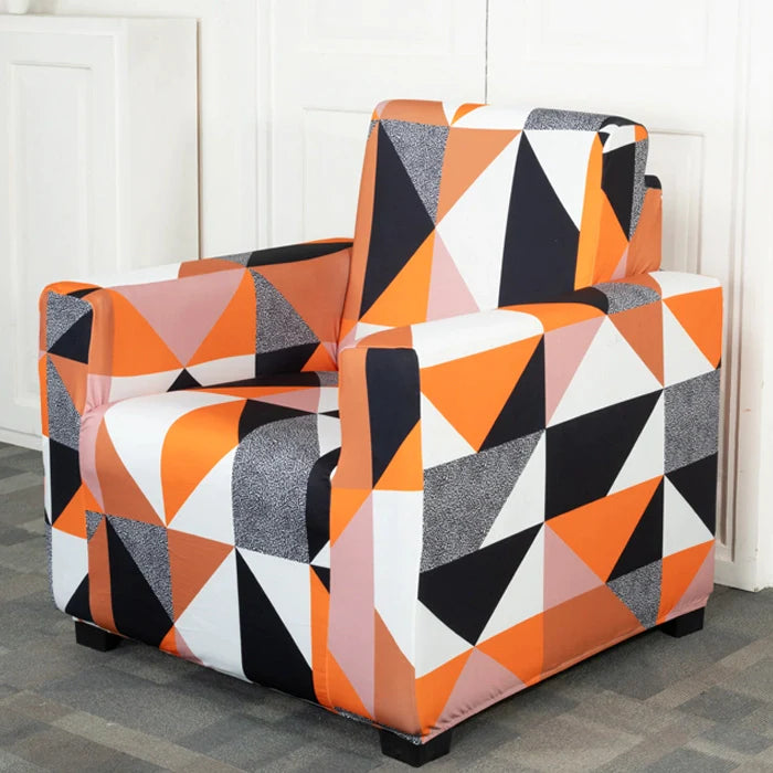Prism Orange Design Elastic 1 Seater Sofa Slipcover