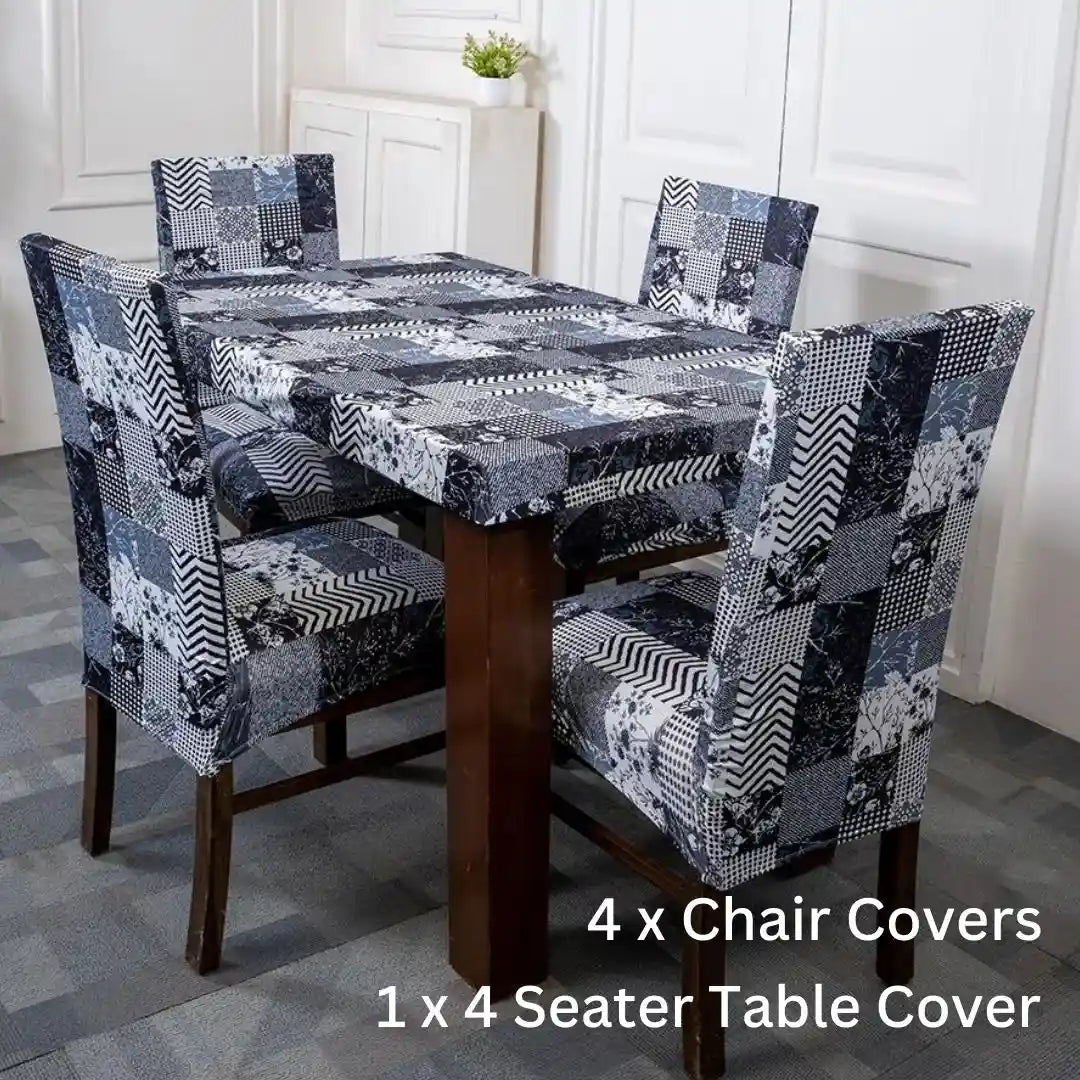 Snow Cubes Elastic Chair & Table Cover Set