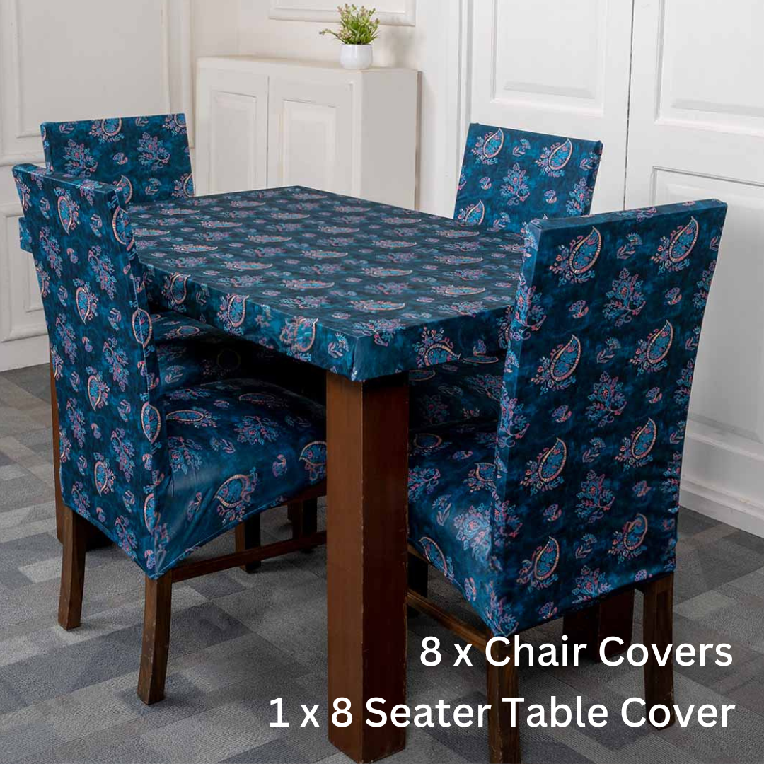  Watercolour Paisley Elastic Chair Table Cover Set