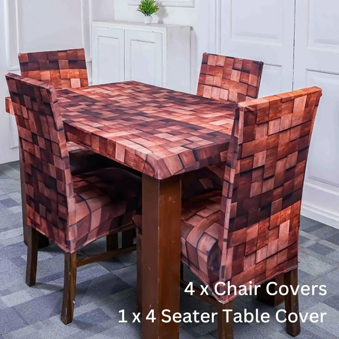 Wooden Blocks Elastic Chair & Table Cover 