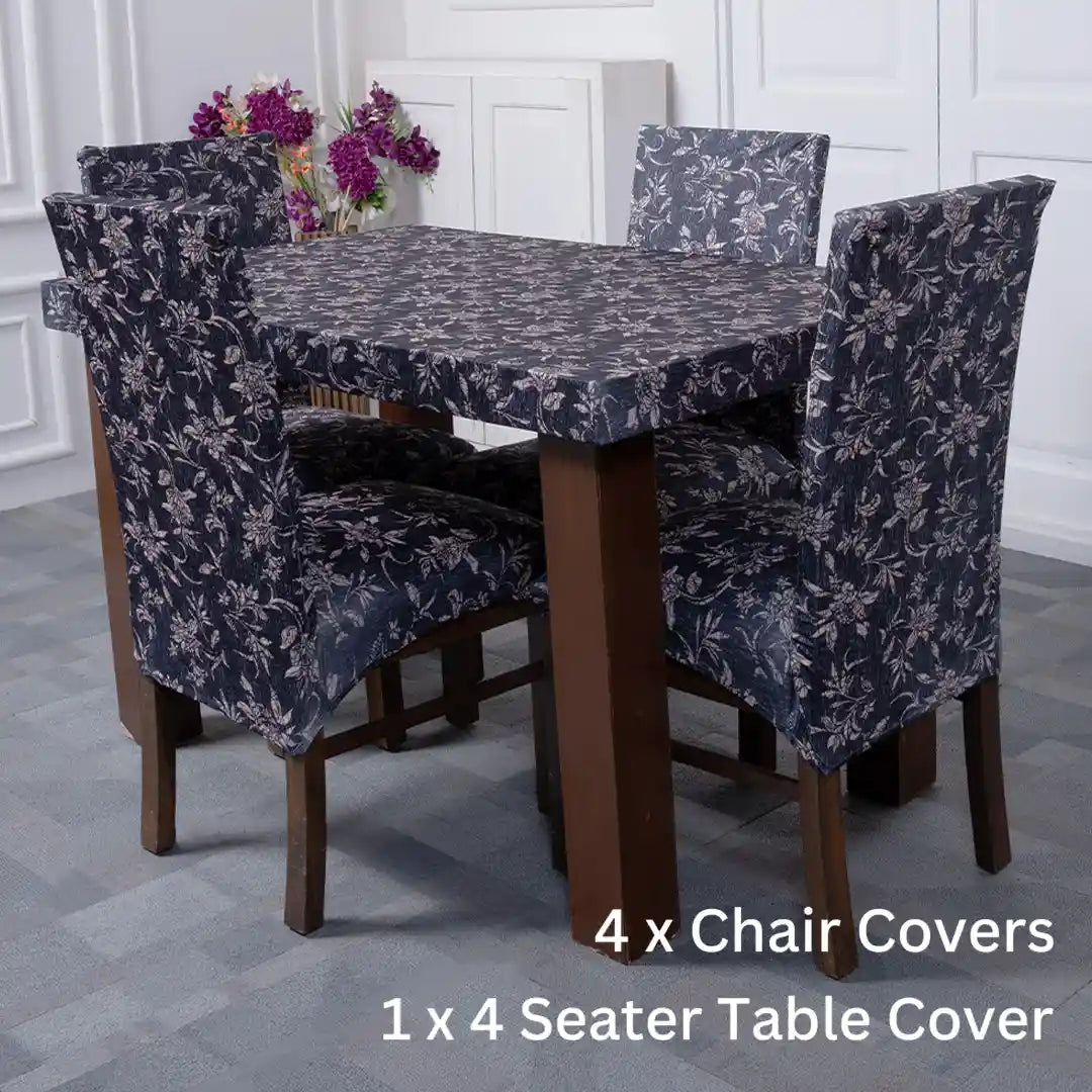 Black Beige Abstract Elastic Chair And Table Cover