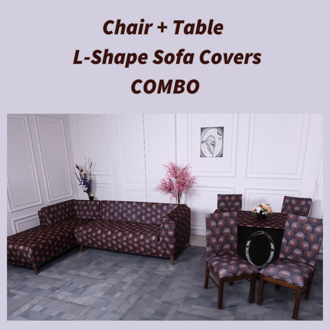 Black butta Elastic Chair,Table & L-Shape Sofa Slipcovers