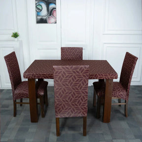Brown Print Elastic Table  Chair Cover