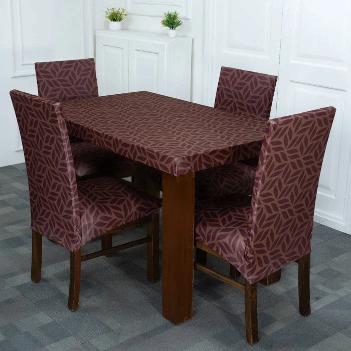 Brown Print Elastic Chair & Table Cover