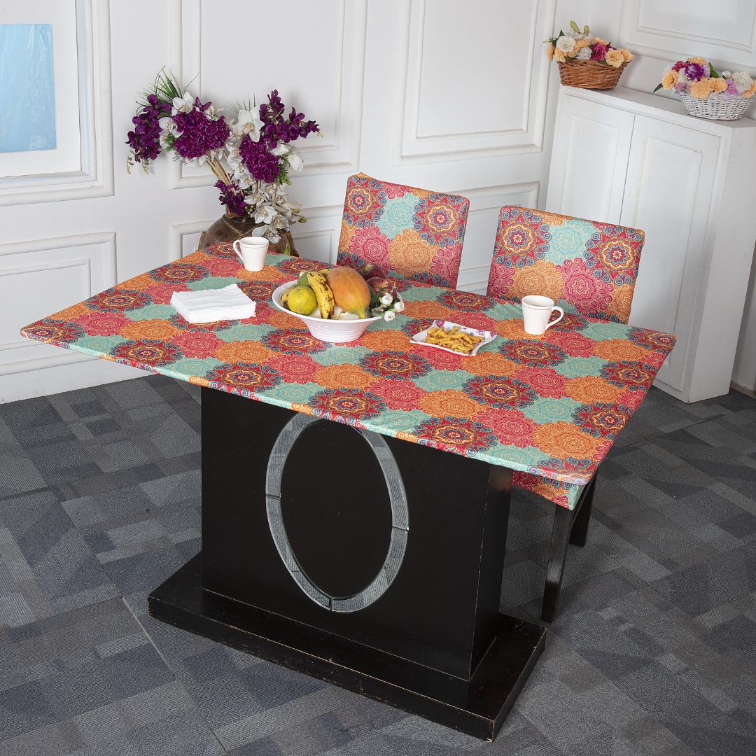 dining table chairs cover-Multi-Coloured Vintage- sllipcovers, table cover cloth handmade- Shop online table & chair covers from Divine Trendz. table sets with chair covers will fit to your chairs & table . Order Now.super stretchable, hand washable,machine washable,