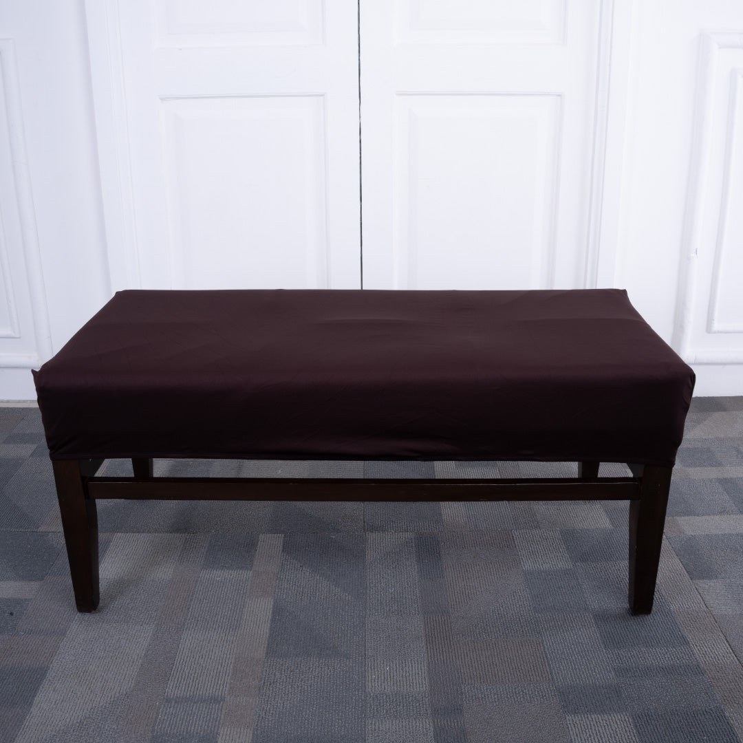 Brown Solid Elastic Bench Cover