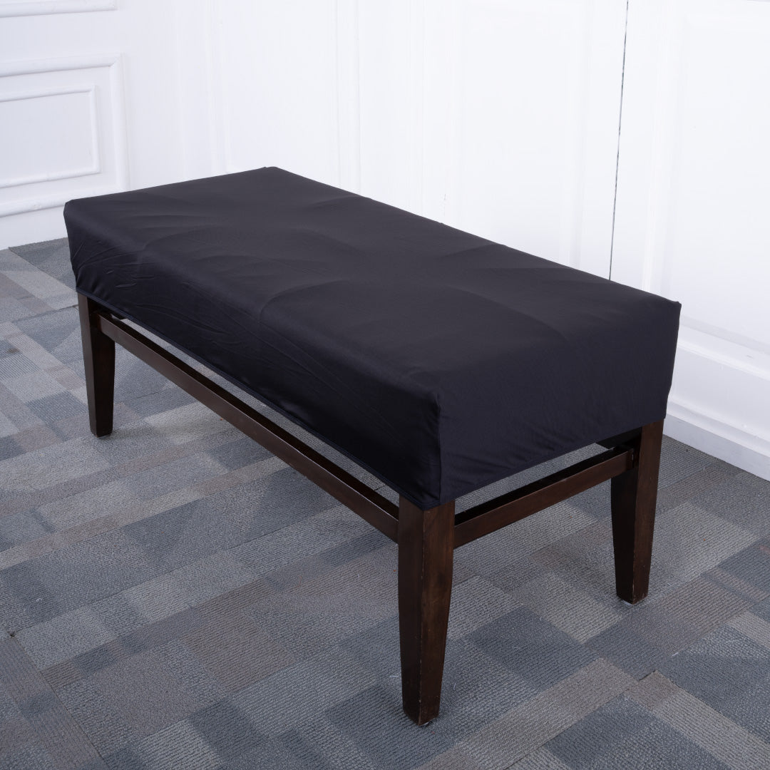 Black Solid Elastic Bench Cover