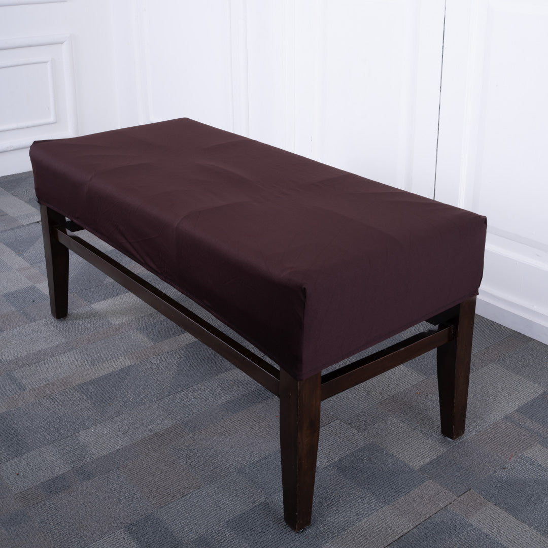 Brown Solid Elastic Bench Cover