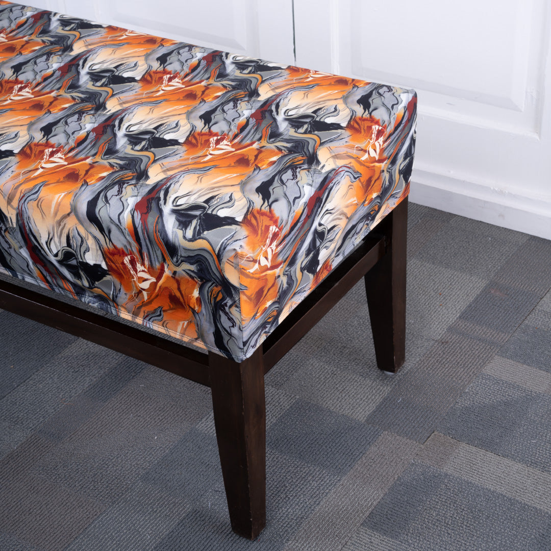 Orange Abstract  Elastic Bench Cover