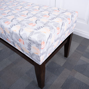 Cream Leaves Elastic Bench Cover