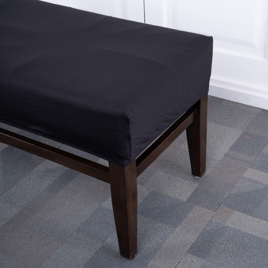 Black Solid Elastic Bench Cover