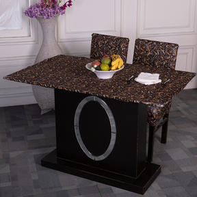 Table & dining table chair slipcovers-Black & Golden Pattern Elastic Table Cove.