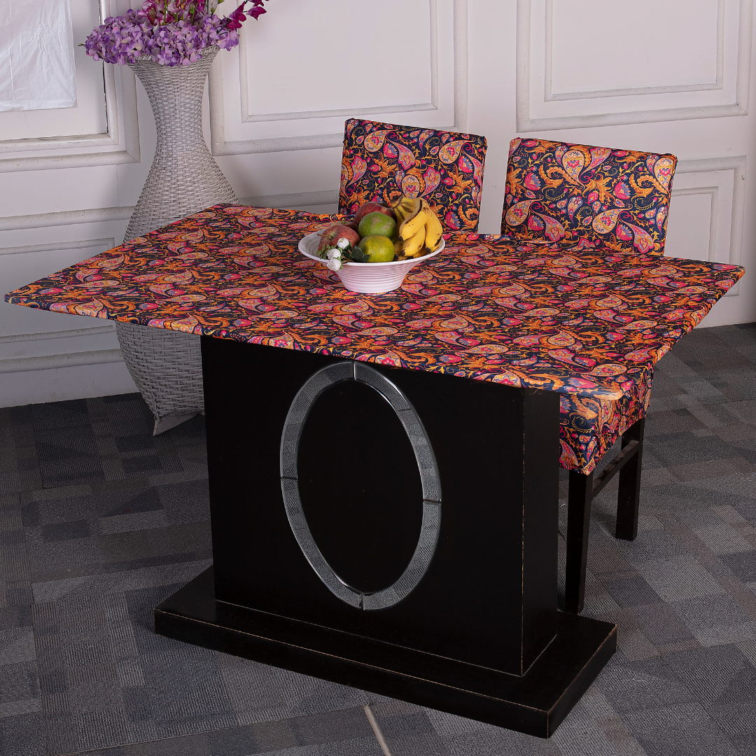 table cover cloth near me- Paisley Pattern -Shop online table & chair covers from Divine Trendz. table sets with chair covers will fit to your chairs & table . Order Now.Elastic Table Cover- fit for all kind of table & chairs super stretchable-washable, machine washable.