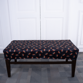 Black Seamless Flowers Elastic Bench Cover