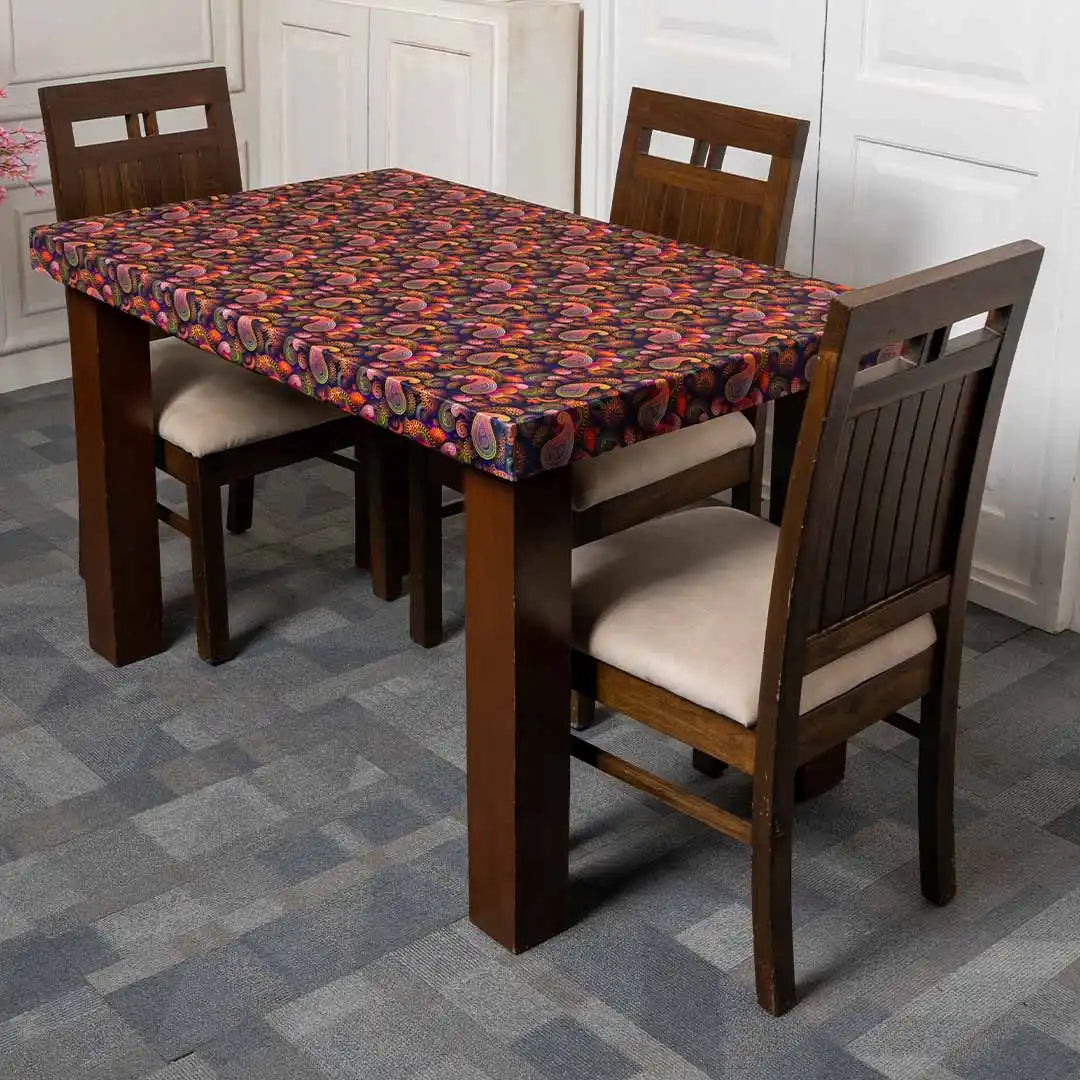 Purple Paisley Elastic Table Covers Set