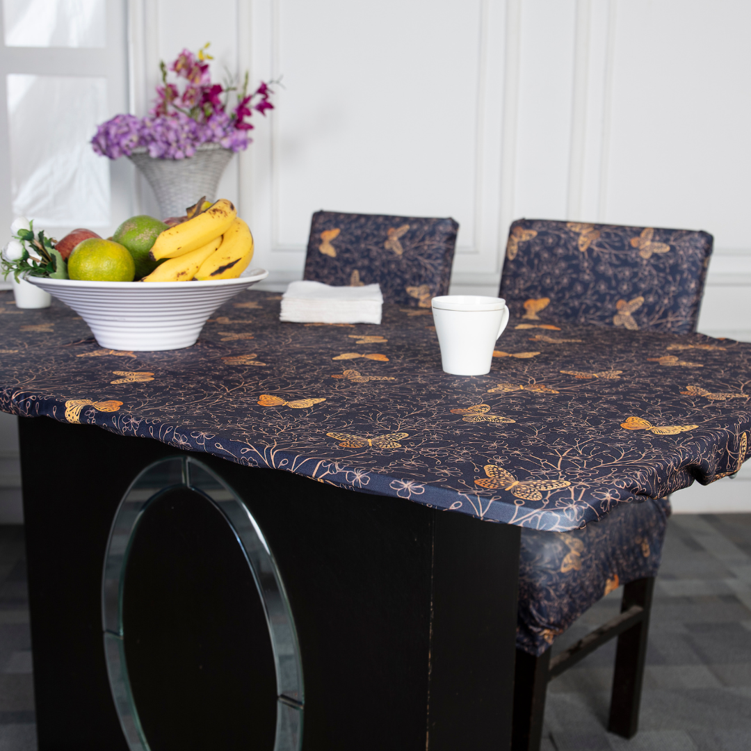 DivineTrendz Exclusive - Golden Butterfly Elastic Table Cover.