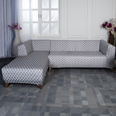 Sofa slipcovers-Gray Diamond Elastic L-Shape Sofa Slipcovers. Media.