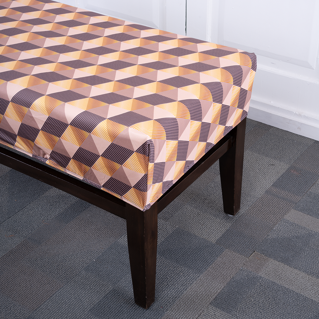 3D Polygon Striped Elastic Bench Cover