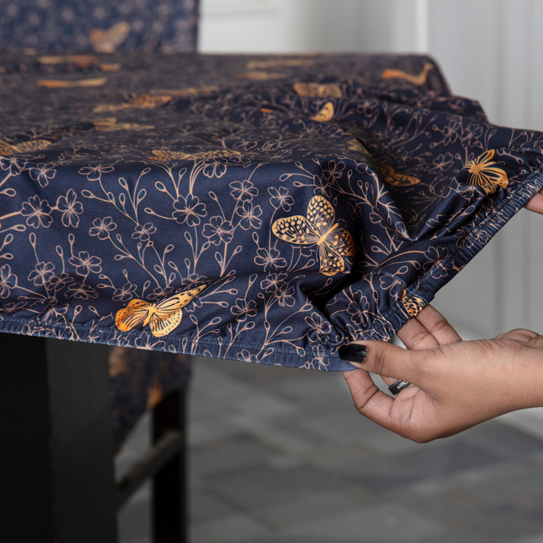 DivineTrendz Exclusive - Golden Butterfly Elastic Table Cover.