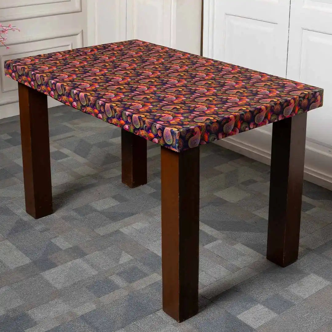 Purple Paisley Elastic Table Cover Set