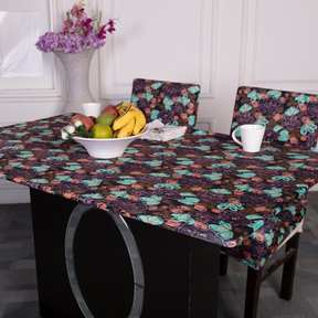 Table cover cloth online india- Poppy print Elastic Table Cover-Buy table chair covers for your dining table .