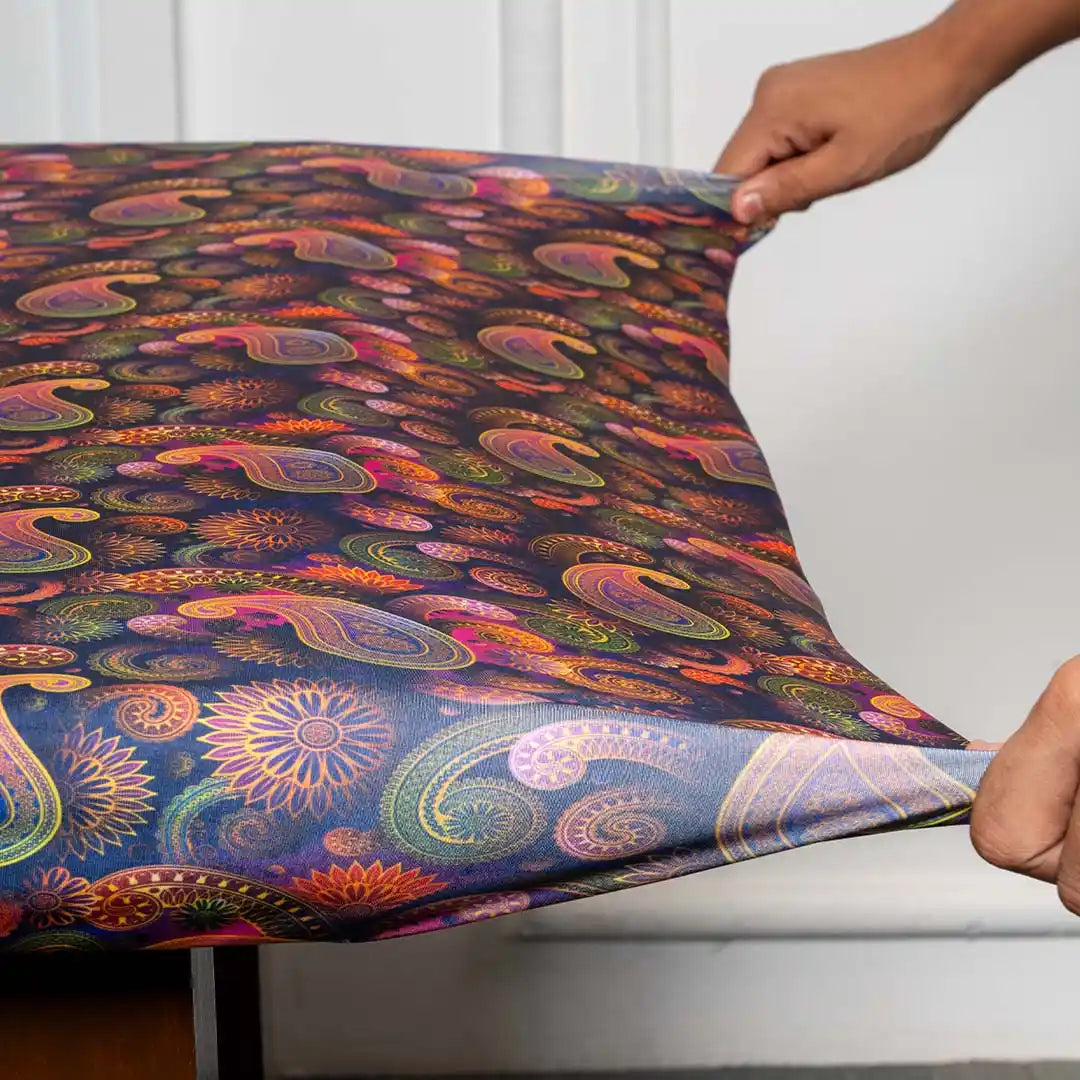 Purple Paisley Stretchable Table Cover