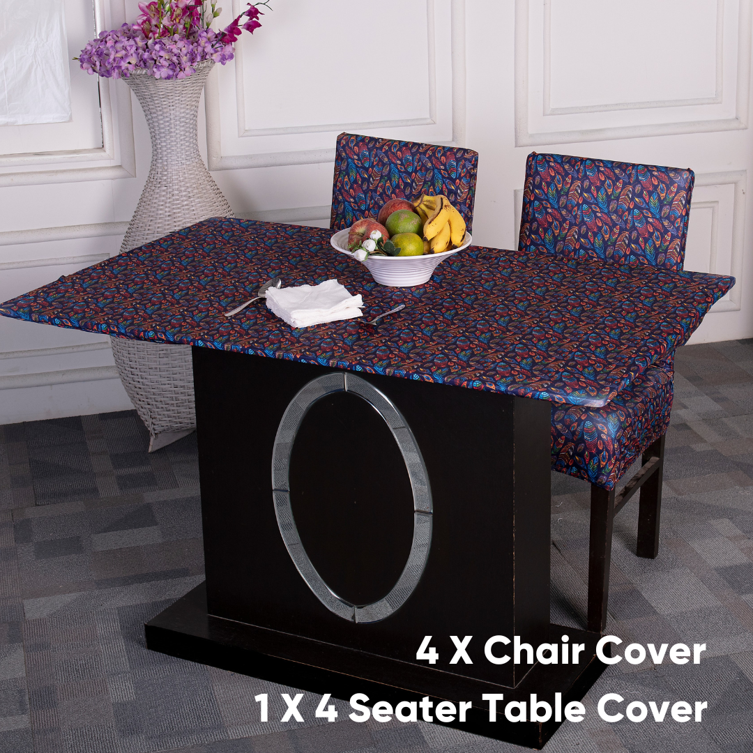 DivineTrendz Exclusive - MULTICOLOUR FEATHER Elastic Chair & Table Cover