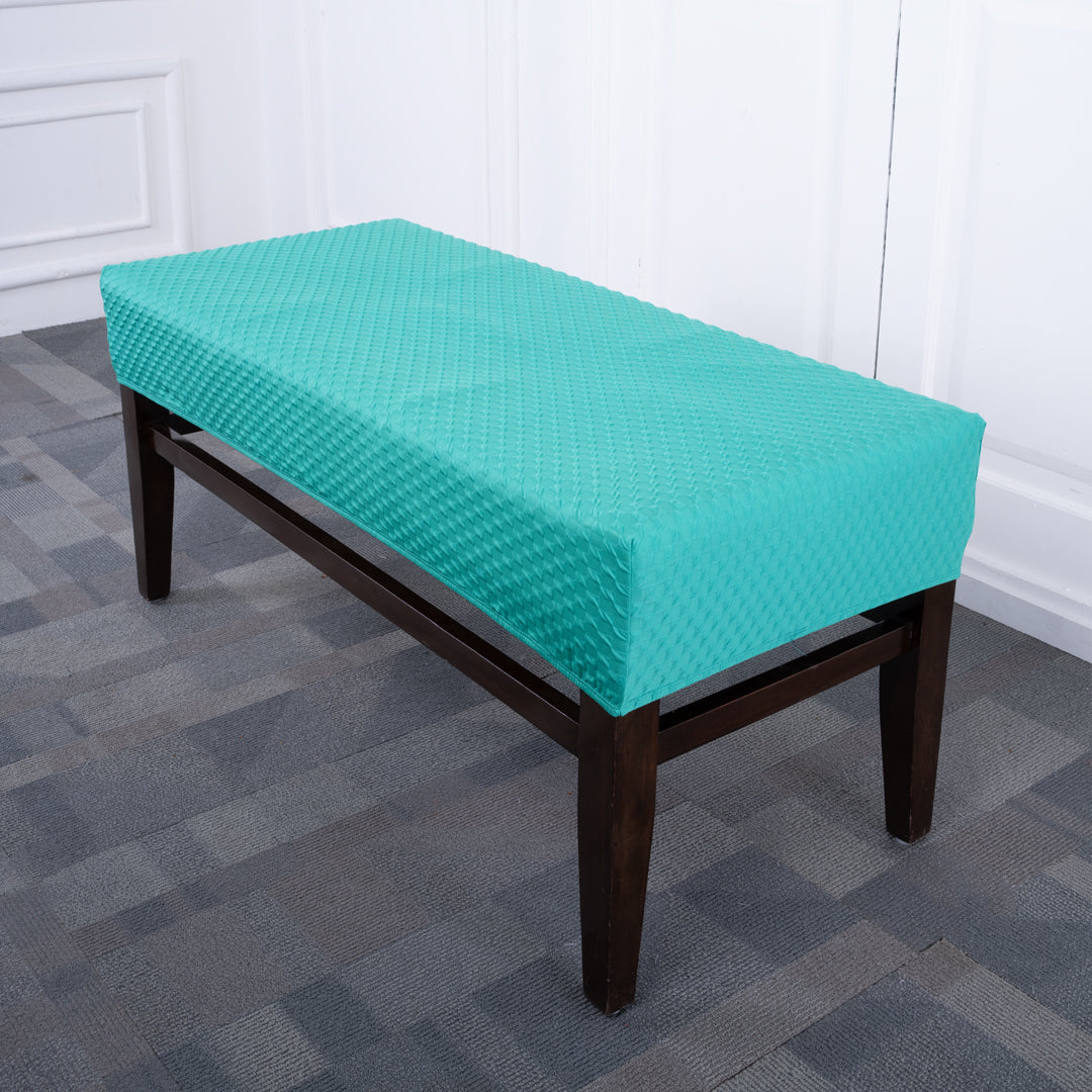 Teal Weaves Elastic Bench Cover