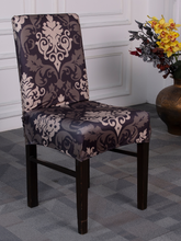 Black & Beige Ethnic Elastic Chair Covers