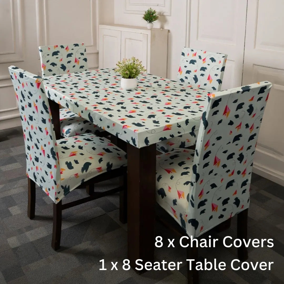 Birds And Kites Elastic Chair And Table Cover Set