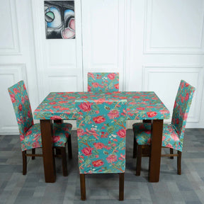 Birds Blossoms Elastic 4 Seater Table Chair Covers