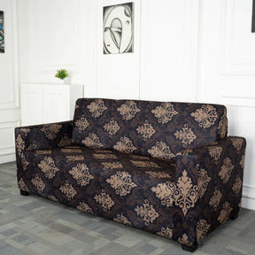 Black & Beige Ethnic Elastic 3 Seater Sofa Sovers