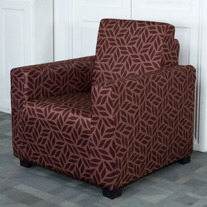 Brown Print Elastic 1 Seater Sofa Slipcovers