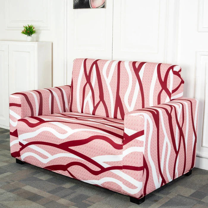 Brown White Striped 2 Seater Sofa Cover