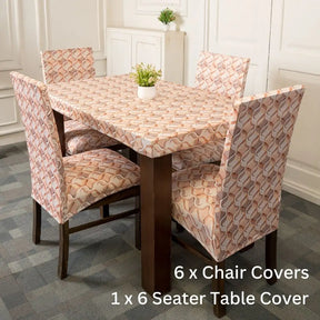  Cream Ribbons Design Elastic Chair Table Covers