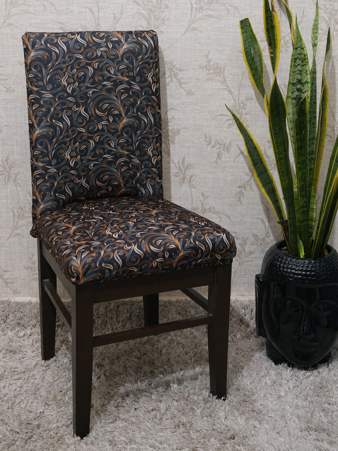 dinning room chair slipcovers- divinetrendz exclusive- golden & black pattern.