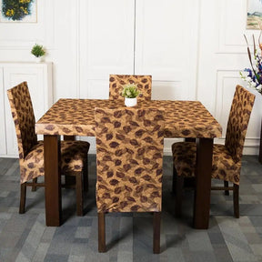 Dry Leaves Elastic Chair Table Cover Set