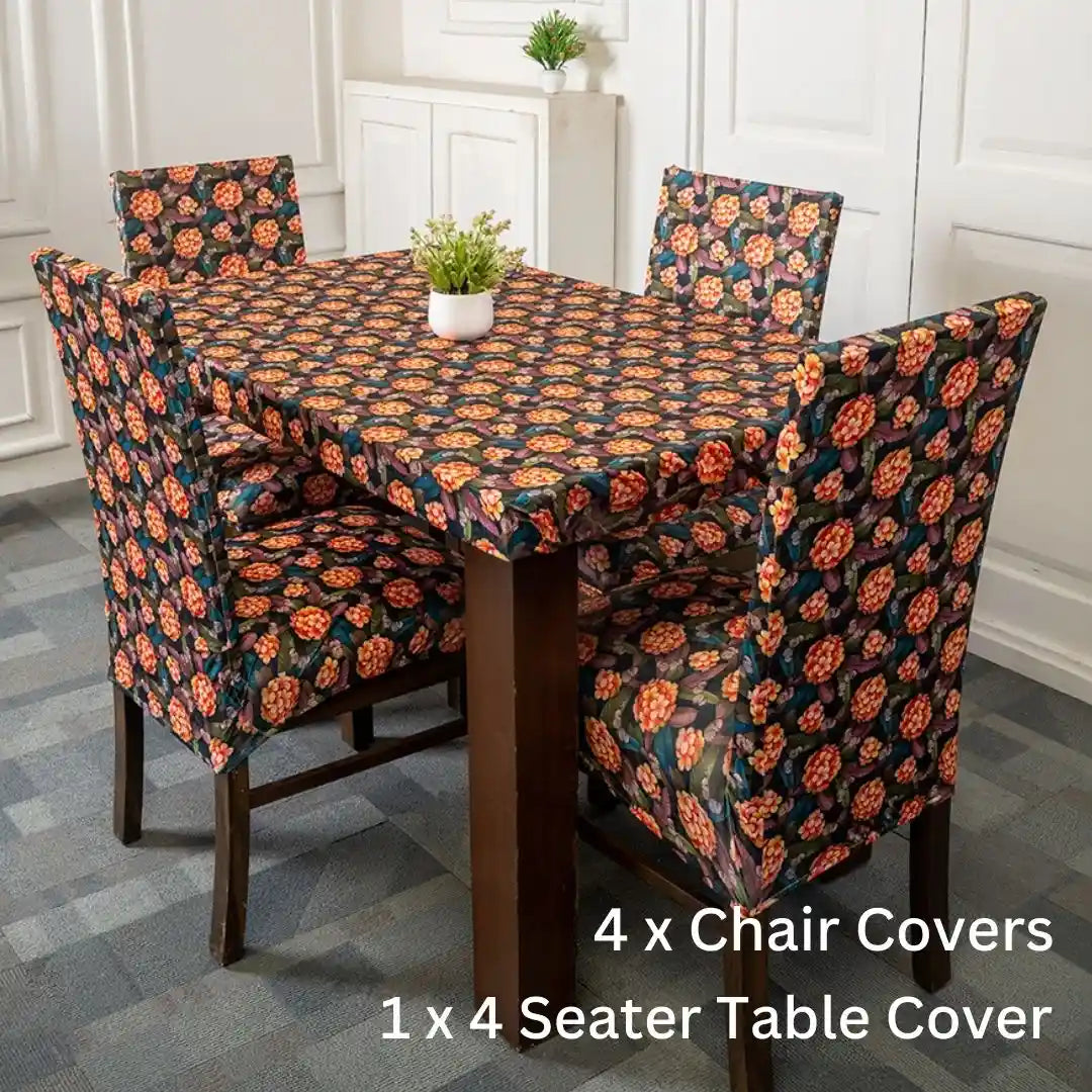 Forest Flower Elastic Chair Table Cover