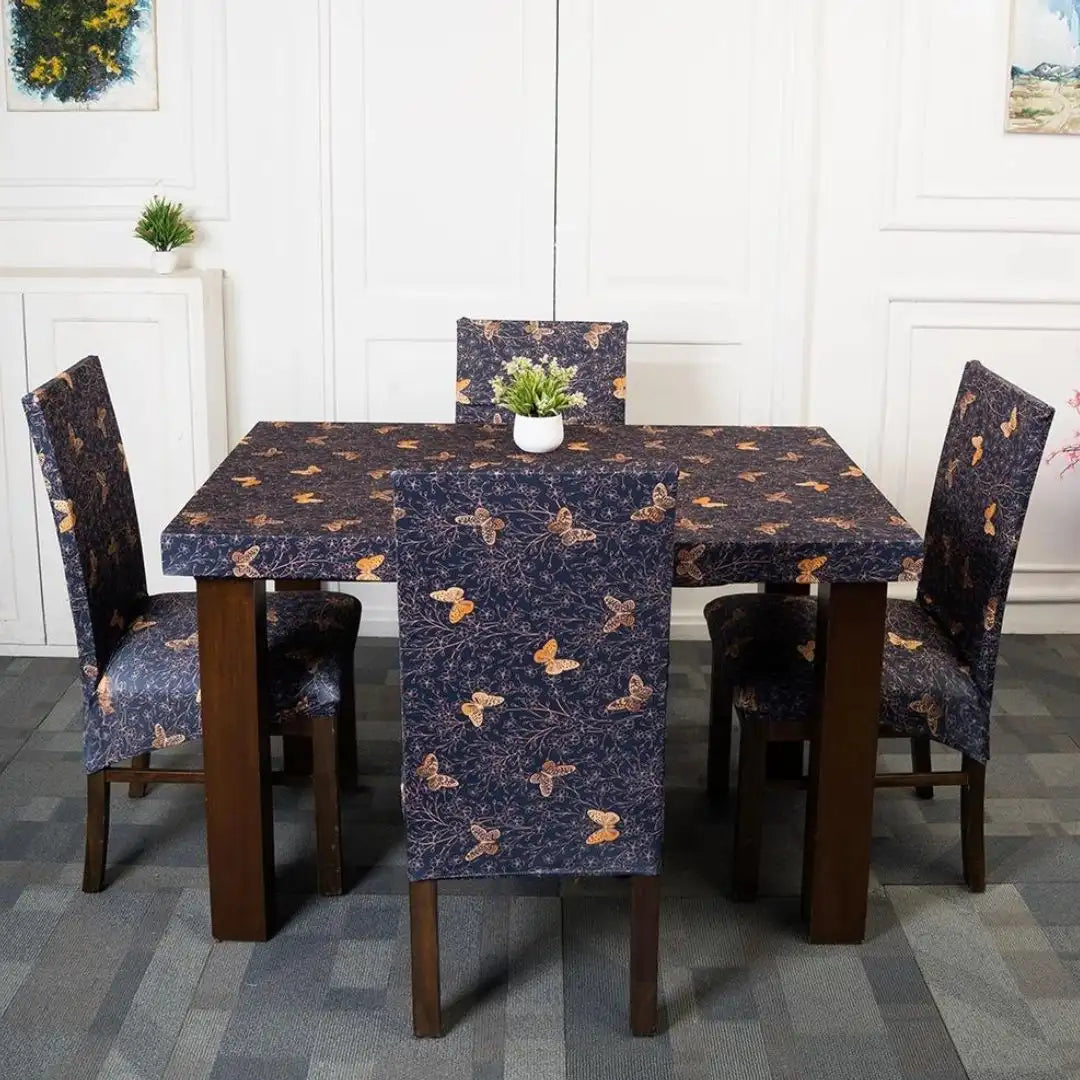 Golden Butterfly Color Elastic Chair and Table Cover